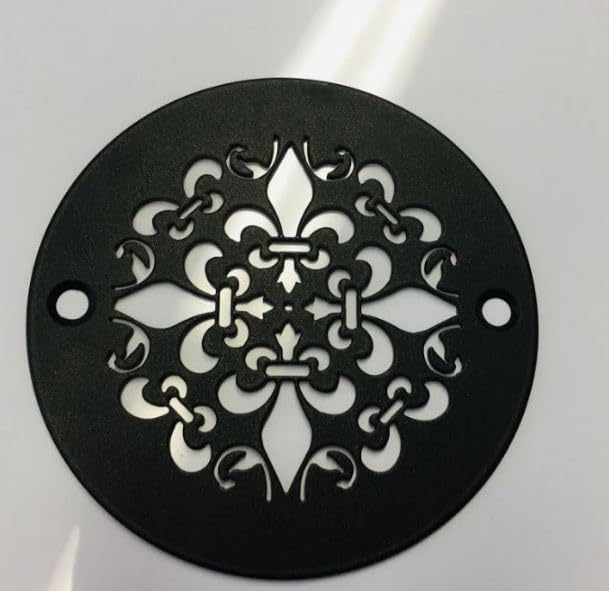 4 Inch Round Shower Drain Cover, Fleur De Lis Design (Brushed Nickel)