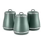 Tower T826176FOR Renaissance Set of 3 Storage Canisters for Coffee/Sugar/Tea & Other Loose Ingredients, 1.5L, Forest Green