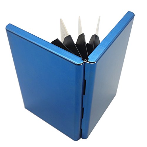 Credit Card ID Holder Slim Money Travel Wallet Men Stainless Steel RFID Blocking (Blue)2