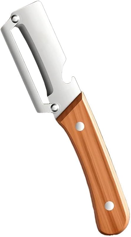 Pelapatate Multifunzione per Cucina, 2026 Nuovo Pela Patate 2 in 1 Con Manico in Legno E Apribottiglie, Utensile Multifunzione Pelapatate Acciaio Inox per Frutta e Verdura da Cucina (1PCS)