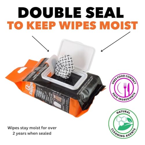 Q-Swiper Grill Cleaning Wipes - 40 Count. Bristle Free and Wire Free Grill Cleaner. Safe Way to Remove Grill Grease and Grime for a Healthy Grill. Use with Q-Swiper Grill Brush (Sold Separately)