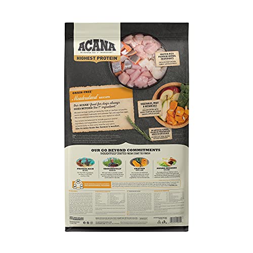 Acana® Highest Protein, Meadowland, Grain Free Dry Dog Food, 25Lb #TOP1