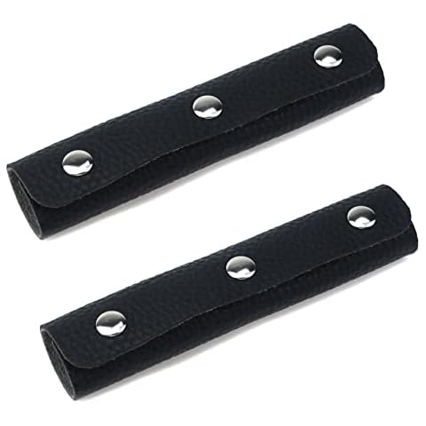 Mcredy 2 PCS Handbag Handle, Leather Wrap Covers Purse Wallet Handle,Protector Strap Covers for Handbags Craft Making Supplies,Black Cover