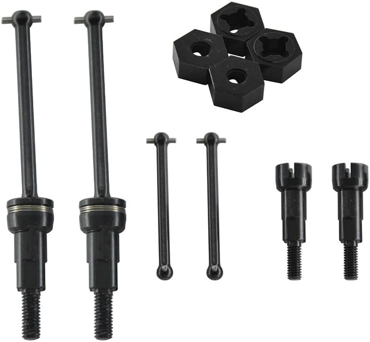 Metal Drive Shaft Axle Set with Wheel Hex Adapter RC Upgraded Parts for ARRMA 1/14 Mojave GROM Brushless Brushed RC Car (Black)