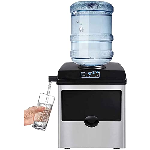 Máquina multifuncional para hacer cubos de hielo con función de agua fría, fabricadora de hielo que produce en 8-12 minutos, 25 kg/24 h, pantalla LED, portátil, hecha de acero inoxidable para uso doméstico o de oficina miniatura 1