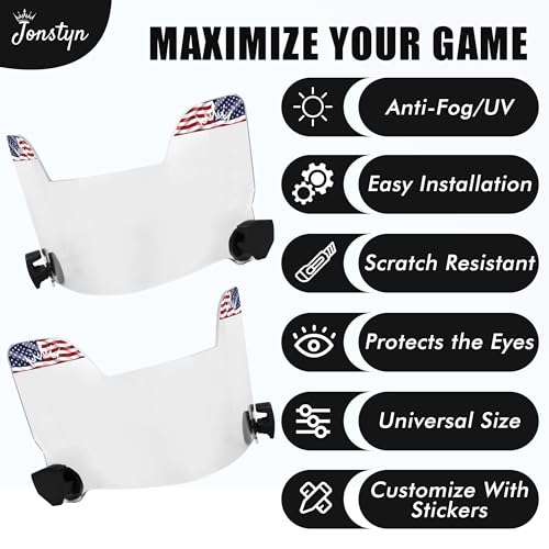 JONSTYN Football Visor with Anti-Fog Clear Shield, 15 Stickers & Storage Bag | Scratch-Resistant, Polycarbonate, Anti-Reflective, Durable & Easy to Install | Universal Fit for Youth & Adult Helmets - Thumbnail 2