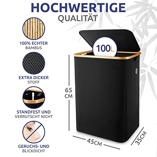 Wäschesammler Leroo Wäschekorb mit Deckel und atmungsaktivem Material