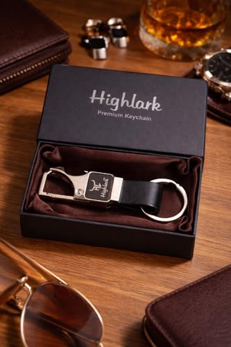 Image of Heavy Duty Metal Carabiner Keychain with Leather Strap for Men & Women | Premium Belt Clip Key Holder | Secure Spring Lock Key Ring for Car, Bike & Office Keys