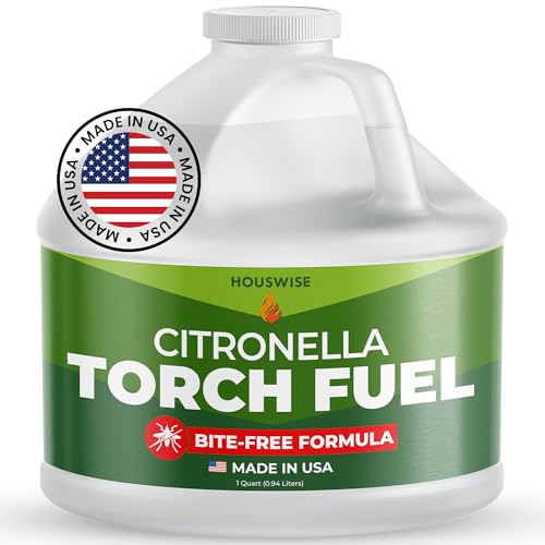 Houswise Torch Fuel (1 Gallon) - Citronella Oil for Torches for Outside, Lantern Liquid Paraffin Lamp Oil Fuel, Scented Lamp Outside Citronella Torches Outdoor Paraffin