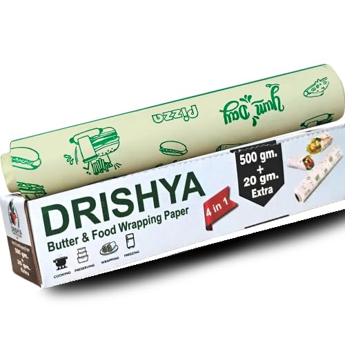 Drishya Wraps Premium Butter Paper 500 GMS (Food Wrapping Paper Roll) Roll | Non-Stick, Greaseproof,Oven & Microwave Safe | Baking, Cooking & Food Wrapping Roti Wrapping Sheets | Half Kg-image-21