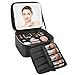 Relavel Travel Makeup Bag With LED Mirror, Cosmetic Train Case with Light up Mirror, Portable Makeup Artist Organizer Bag with Adjustable Dividers, Makeup Brush Holder Storage, Black