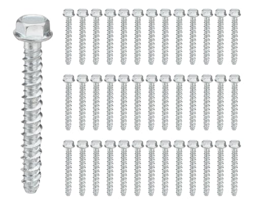 Venussar 40 PCS 1/2" x 4" Concrete Screw Anchors, Large Diameter Heavy Duty Screw Anchor for Concrete, Masonry, Brick, Block Anchoring by Venussar - Used condition - US$24.87