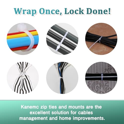 Kanemc 240Pcs Clear Self Adhesive Cable Zip Tie Mount, Self-Locking Wire Tie | Includes 5.9'' Heavy Duty Zip Ties 120Pcs + 3/4" Adhesive Cable Holders 120Pcs, Nylon Wire Clips Ties for Indoor Outdoor Use miniatura 4