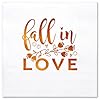 WRAPAHOLIC 50Pcs Fall in Love Bridal Shower Napkins 3 Ply Foil Fall in Love Disposable Paper Luncheon Napkin for Engagement Wedding Party Supplies Tableware 65 x 65 In