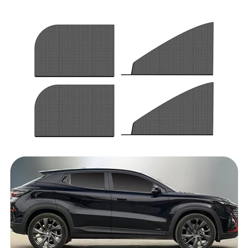 Crynod 4 PCS Car Side Window Sunshade Net Kit, Double-Layer Design Sunshade High-Density Elastic Mesh for Front Rear Window Glass, Multi-Functional Modification Accessory, for Most SUVs (Black)