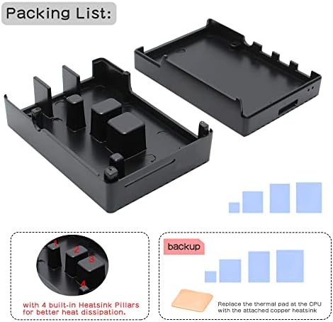 Geekworm Raspberry Pi 4 Aluminum Case, Raspberry Pi 4 Model B Heavy Duty Aluminum Passive Cooling Heat Dissaption Metal Case for Raspberry Pi 4B Only
