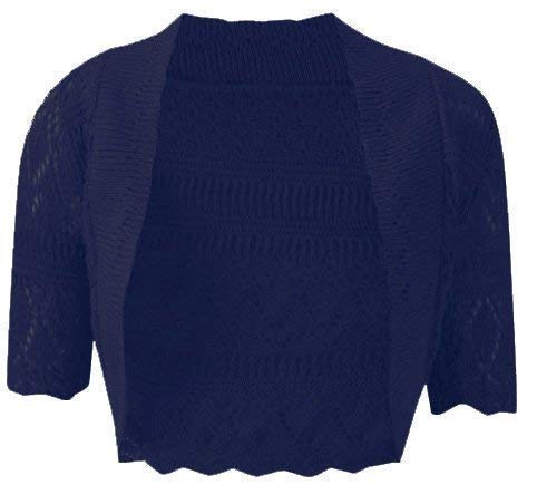 C10 Celebmodelook® - Boléro en tricot filles - Crochet à manches courtes - Cardigan pour enfants - 2 à 13 ans - Noir - 4-5 ans Cover