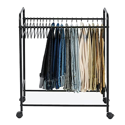Porte-manteau à roulettes pour pantalons et jeans avec support robuste amovible