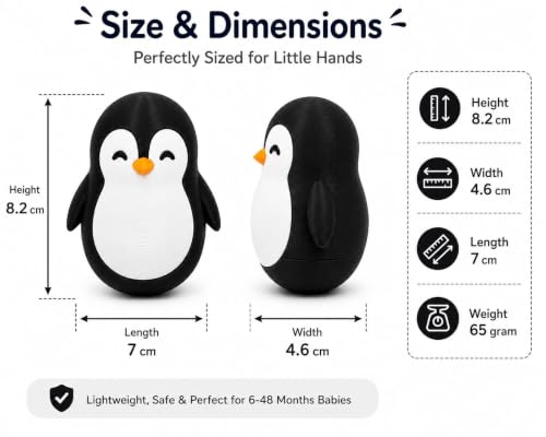 Image of Penguin Roly-Poly Toy, Tumble, Wobble, and Come Right Back (Black and White)