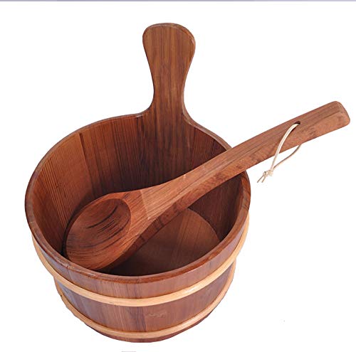 Astarama Sauna Bucket And Ladle, Handmade Cedar Wooden Hot Tub Barrel Sauna Natural Sauna Spa Accessory Bath Accessories Supplies #TOP2