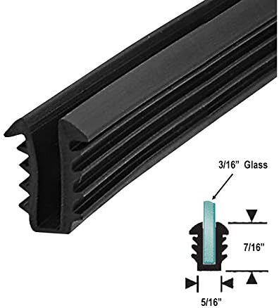 Gordon Glass Black Shower Door Replacement Glazing Vinyl Spline for 3/16" Glass - 18 ft