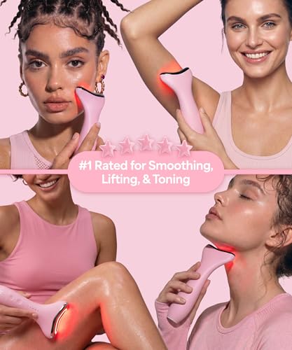 Image of REVO Genie Facial Massager for Face and Neck, LED Beauty Device with Heat and Vibration, Depuffing Sculpting Tool with Red Blue Green Light Modes for Skincare Routine