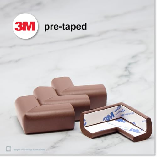 Image of Roving Cove Slimfit Corner Protector for Baby Proofing (8 Small Corners), Soft Rubber Foam Furniture Corner Bumper Guards, 3M Adhesive Pre-Taped, Coffee Brown