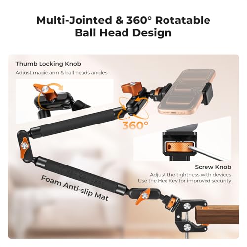 Image of K&F CONCEPT 22 inch Desk Magic Arm Clamp for Monitor, LED Light, Webcam, Action Camera