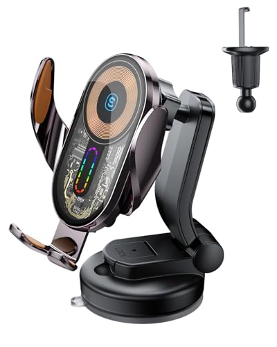 Soporte inalámbrico para cargador de coche de 15W: viaja con batería y GPS en tu iPhone 15 o Galaxy