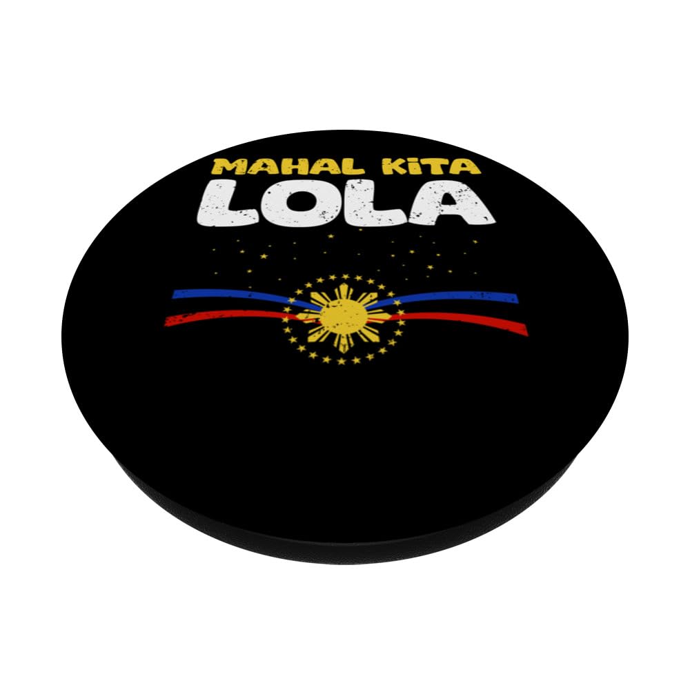 Mahal Kita Lola I Love You Grandma Philippines Pinoy Culture PopSockets Swappable PopGrip, Black - Image 2
