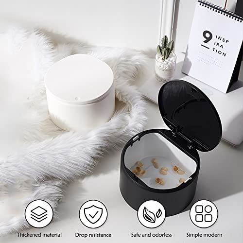 Mini caneca de basura con tapa para escritorio marrón miniatura 5