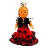  Folk Artesanía Collection de poupées édition limitée 15 cm robe typique espagnole andalousie avec fleur (robe rouge à pois noirs)