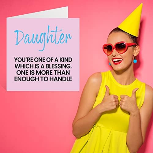 Funny Birthday Cards for Daughter - One of a Kind - Joke Happy Birthday Card for Daughter from Mum Dad, Daughter Birthday Gifts, 145mm x 145mm Banter Humour Birthday Greeting Cards Gift for Daughter