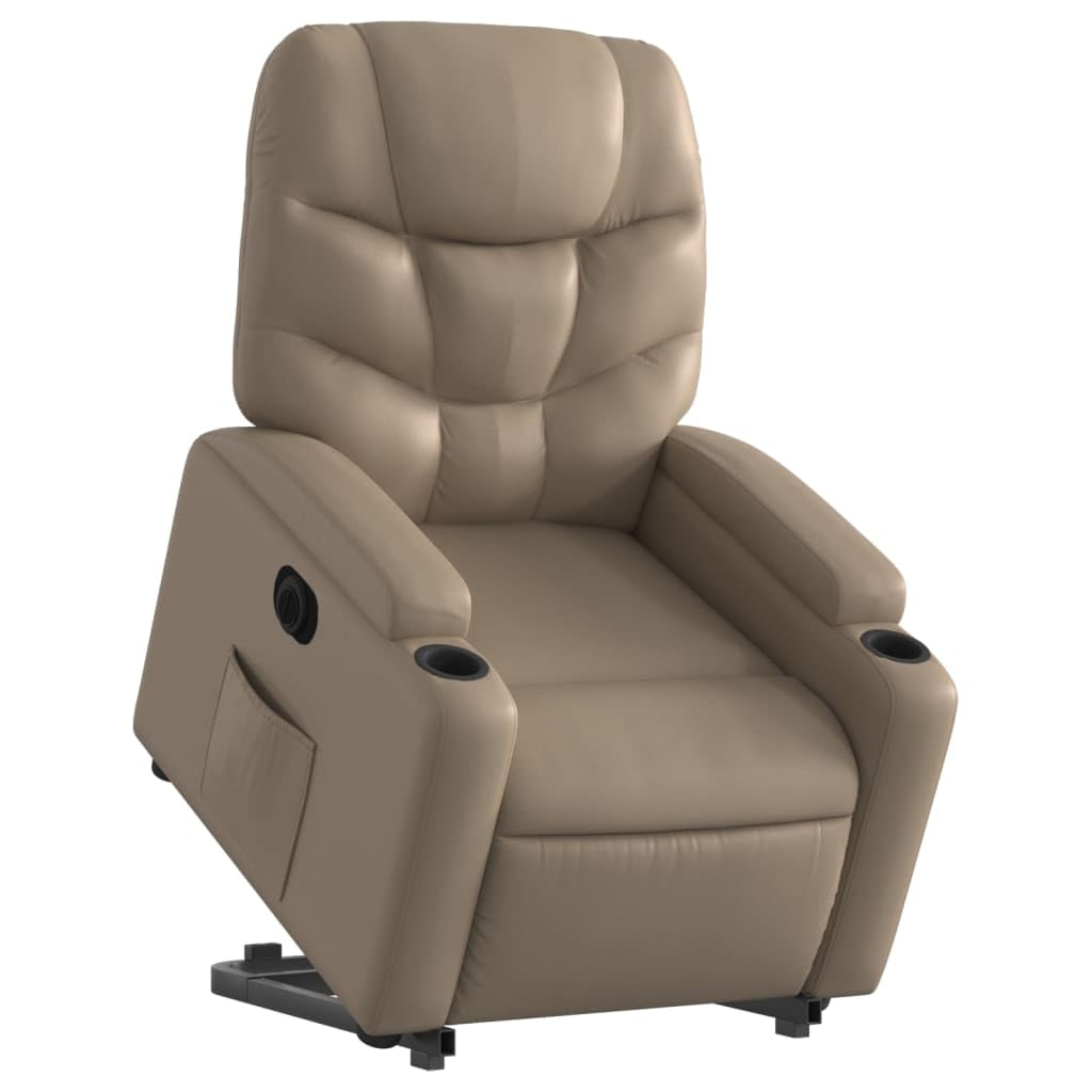 Fauteuil inclinable électrique en similicuir cappuccino pour salon moderne