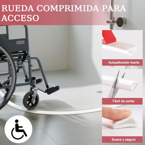 Miniatura 5 de Alophoty 100 Cm Barrera Agua Ducha Silicona - Perfil Silicona Ducha Autoadhesiva, Borde Plato Ducha, Plegable, Impermeable, Para Mampara De Ducha, Bañera, Lavabo, Encimera Cocina