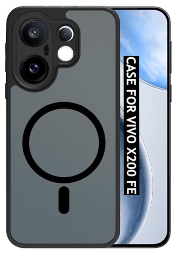 Image of Hybrid Shockproof Back Cover Case for Vivo X200 FE 5G | Hard Back Cover Case for Vivo X200 FE 5G, PC & TPU, Translucent Matte Back, Black Sides Cover (Vivo X200 FE)