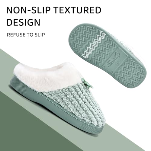 Image of WateLves Girls Slippers Memory Foam Toddler Kids Comfort Wool-Like Plush Fleece Lined House Shoes for Indoor & Outdoor