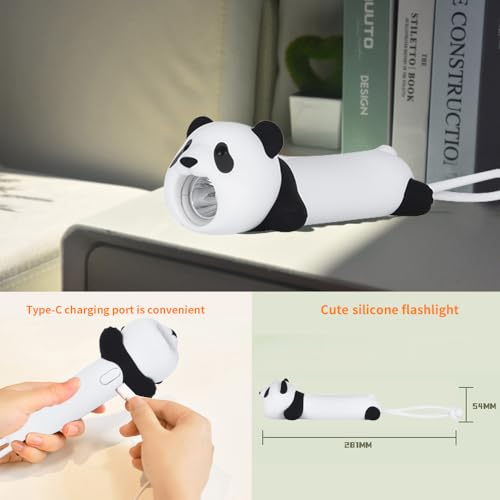 Lampe de poche LED rechargeable panda et veilleuse silicone à intensité variable