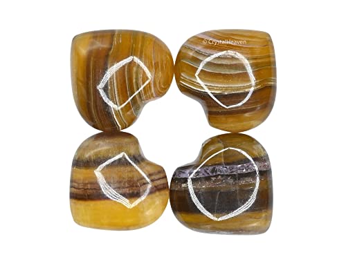 Image of Crystal Heaven Fluorite Heart Palm Pebbles Stones For Anxiety Stress Relief Massage-Aaa Grade Original Healing Gemstone Agate Heart Palm Stone For Yoga Meditation Spiritual