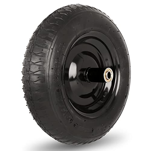 GICOOL 14.5 Wheelbarrow Tire 3.50-8 Pneumatic Tire Universal Wheelbarrow Wheel for 4.80/4.00-8 4.00-6 and 2.50-8 with 6 Centered Hub 5/8 Axle Bore Hole Sealed Bearings