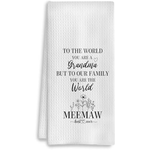 COWEB Meemaw Gifts Kitchen Towels, Memaw Gifts Dish Towels Tea Towels for Kitchen, Gifts for Memaw, Grandma Kitchen Towels, Grandma Gifts from Grandkids Hand Towels for Bathroom, 16x24 Inches Cover