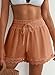 Dokotoo Women's Shorts Fashion Lace Trim Drawstring Elastic Waist Orange Short Pants Lightweight Loose Athletic Beach Cover ups Medium