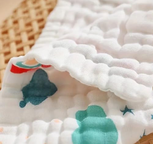 Image of Khillayox Baby Muslin Wash Cloth Soft Cotton Baby Face Towel Gentle Cloth for Newborn Bathing and Cleaning -2 pc.