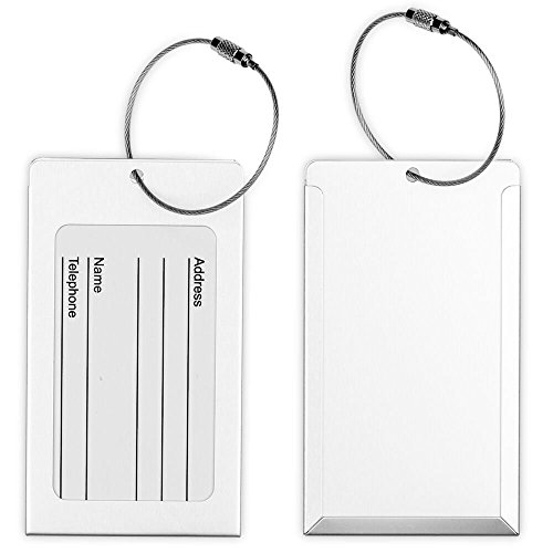 2 x Metal Etiquetas de equipaje, etiqueta de equipaje ID Tag Etiqueta Maleta Nombre Dirección Identificación Etiquetas Equipaje de viaje titular de la tarjeta de visita