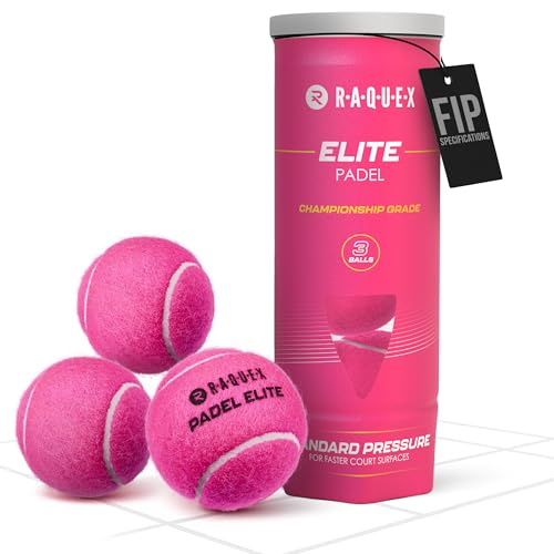 Raquex Elite - Pelotas de pádel rosa - 3, 6, 9 o 120 pelotas - Para todas las superficies de cancha - Especificación FIP (tubo de 3)