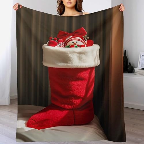 Couverture en flanelle bas de Noël plaid doux 102x152cm