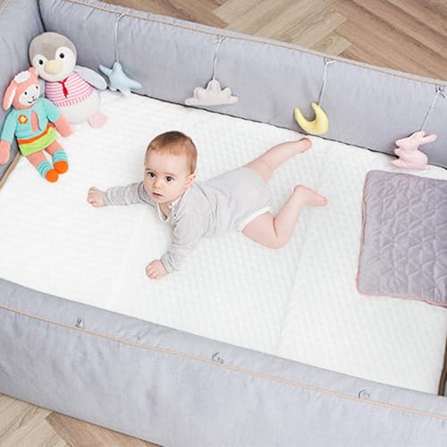 Image of Pack and Play Mattress, 38x26 Dual-Firmness Memory Foam Trifold Pack n Play Mattresses Topper with Carry Bag, Portable Travel Baby Mattress for Pack N Play