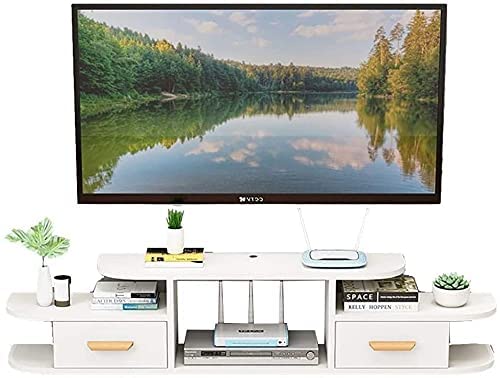 Meuble TV flottant jaune de 120 cm pour salon moderne
