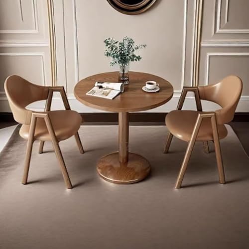 Facile da mantenere: realizzato con impiallacciatura resistente, questo set da pranzo rotondo resiste all'usura e all'erosione dell'uso quotidiano, garantendo un aspetto fresco ed elegante nel tempo. Ideale per riunioni di famiglia, questo design si abbina a qualsiasi sala da pranzo, fornendo una elegante soluzione ma pratica per pasti memorabili con amici e familiari.