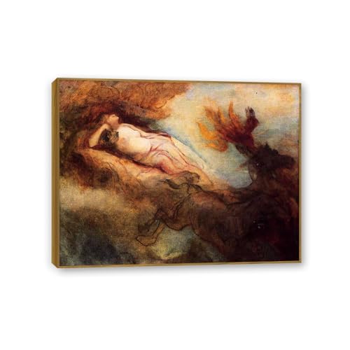 Impression sur toile Odilon Redon Aurore cadre teck 50x40cm
